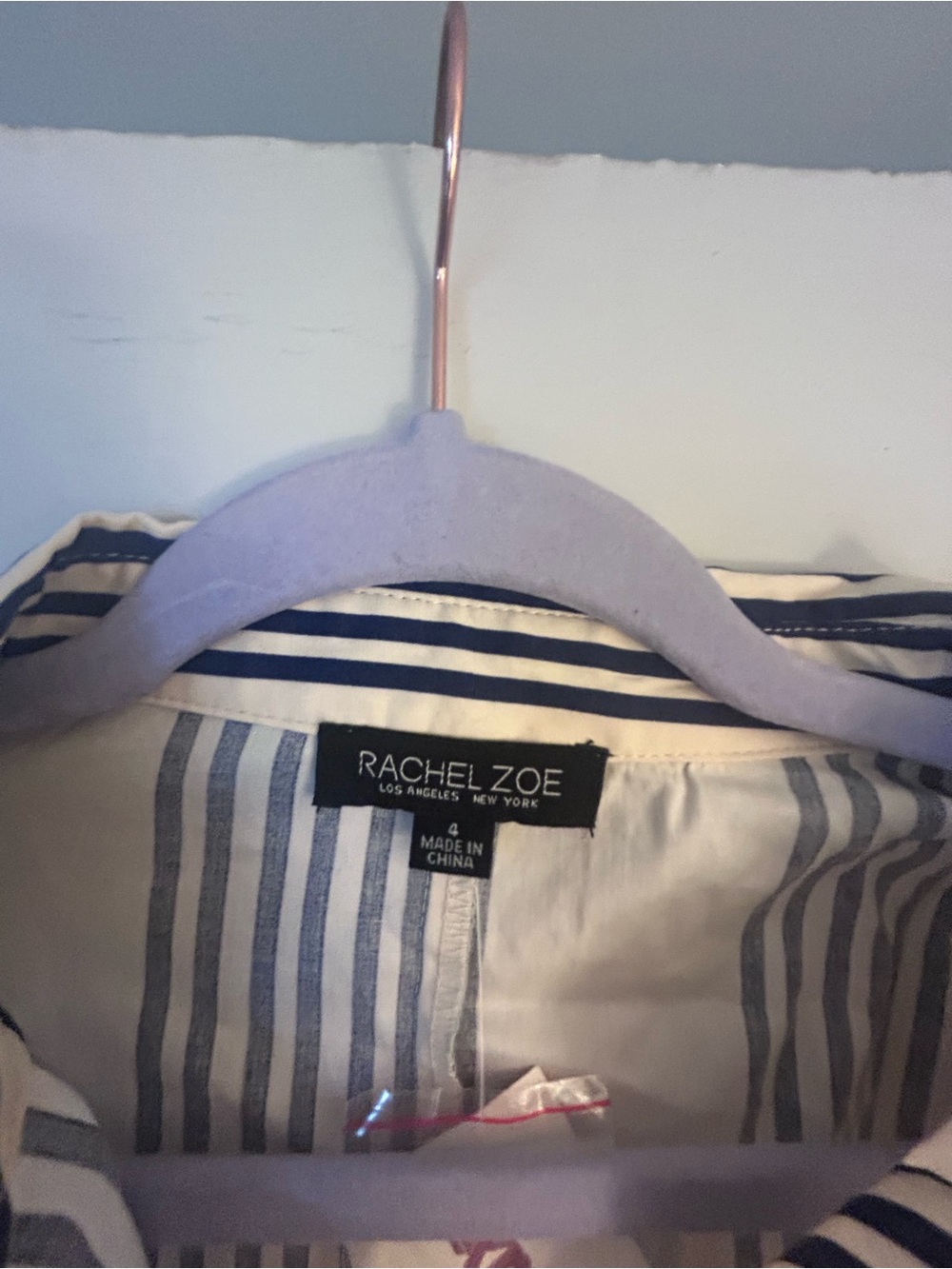 Rachel Zoe White and Navy Striped Midi Shirt Dress - Picture 5 of 5